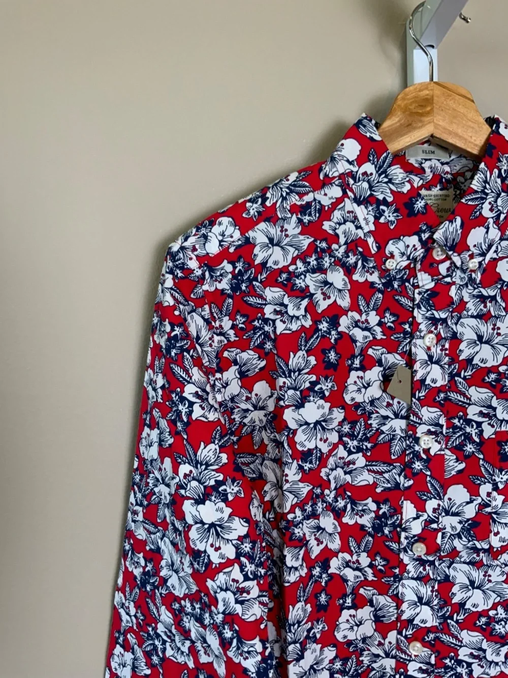 J. Crew Floral Slim Stretch Secret Wash Organic Cotton Button Down Shirt